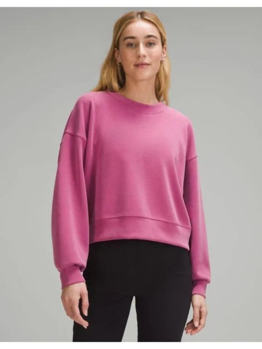 Lululemon Perfectly Oversized Cropped Crew Neck Sweatshirt Athleisure Pink - 8